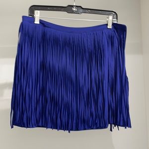Blue fringe mini skirt